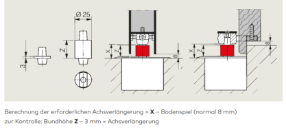 DORMA STECKACHSE f. BODENTÜRSCHL.<br/>45200407   25,0 MM VERLÄNGERT title=